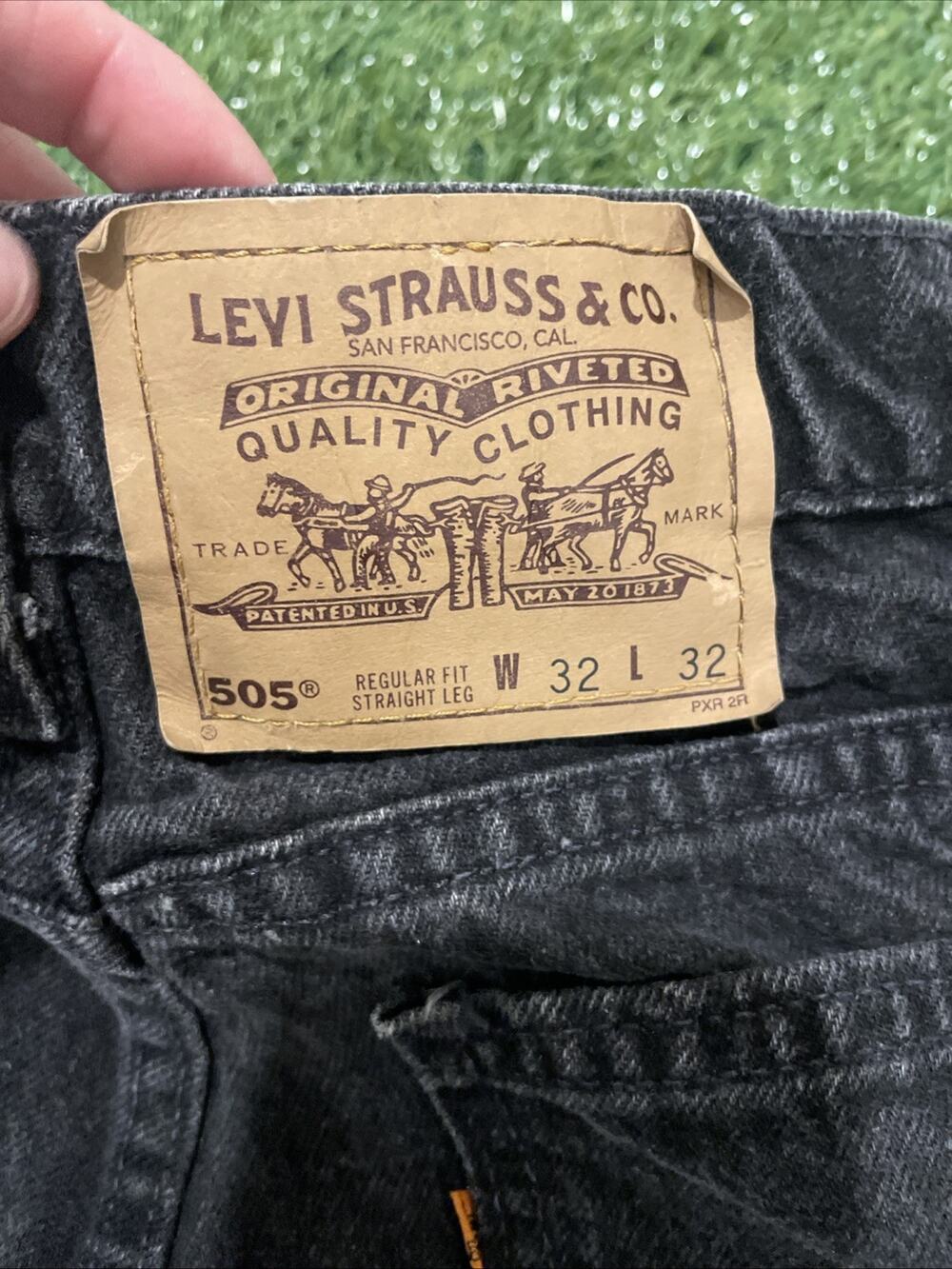 Vintage 90s Levis 505 Orange Tab Black Jeans Made In USA 32x32 Fits 31x31 Faded